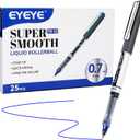 EYEYE Blue Rollerball Pens 0.7mm, 25 Pack Liquid Ink Roller Ball Pen Medium Point Quick Dry, Blue Ink Pens Fine Point Smooth Writing Pen for Journaling, Note Taking, Office, School Supplies