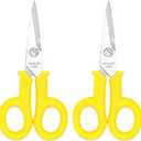 Small Scissors 2 Pack All Purpose 6 Inch Heavy Duty Scissors with Power Notch, Ultra Sharp Blades, Great for Sewing, Craft, Home, Office and School, Yellow