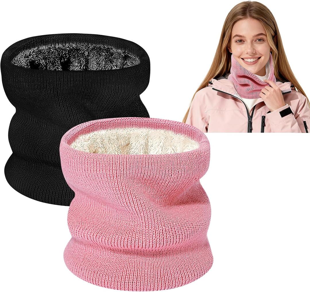 Winter Neck Warmer Gaiter: Windproof Thick Fleece Lined Warm Neck Scarf for Skiing Cycling Snowboarding for Men Women (Black)