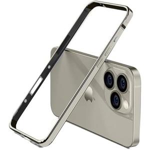 AOPNN New Aluminum Frame Metal Bumper Frame Hard Case Cover for iPhone16 Pro, Metal Frame with Soft Inner Bumper, Raised Edge Protection (Gray Titanium, for iPhone16 Pro)