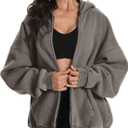 FAIABLE Womens Mens Double Zip Up Hoodie Oversized Acid Wash Heavyweight Hoodie Distress Cotton Fleece Full Zipper Sweatshirt (Medium, Grey)
