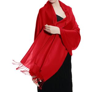 TZ Promise Pashmina Large Soft Plain Shawl/Wrap/Scarf for Women (Red)