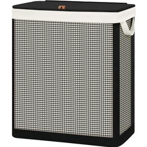 STO STO Double Laundry Hamper with Lid, 140L Large 2 Section Laundry Sorter, Laundry Basket with Removable Washable Canvas Liner Bag, Breathable Clothes Hamper for Bedroom Bathroom Laundry Room Closet