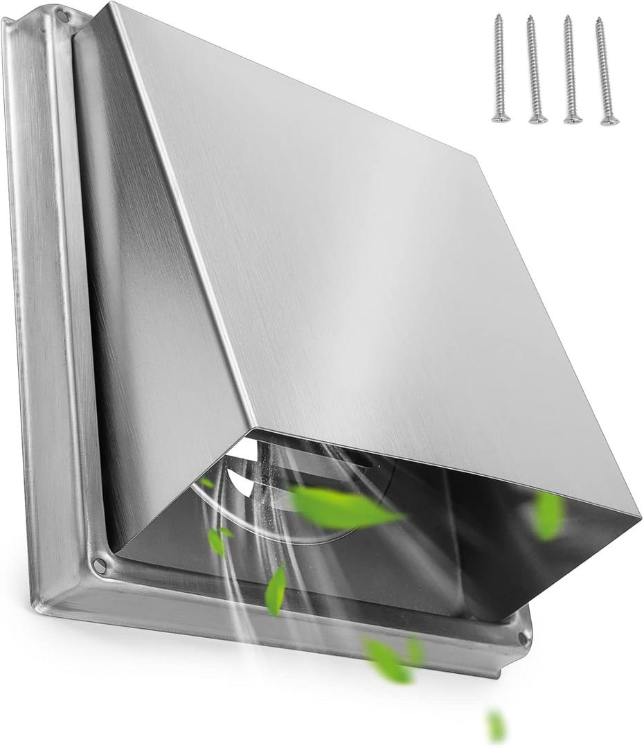 Stanbroil 4 Inch Wall Vent Exhaust Cover, Stainless Steel External Extractor Dryer Cushioned Non-Return Flap, Outside Airflow Vent Replacement Hood
