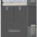 6-Shelves Hanging Closet Organizer with 5 Different Drawers, Foldable Organizers and Storage for Wardrobe, Closet & RV, Clothes and Accessories Storage, Non-woven fabric, Dark Gray