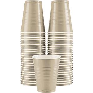 Disposable Plastic Cups, Ivory Colored Plastic Cups, 18-Ounce Plastic Party Cups, Strong and Sturdy Disposable Cups for Party, Wedding, Christmas, Halloween Party Cup, 50 Pack