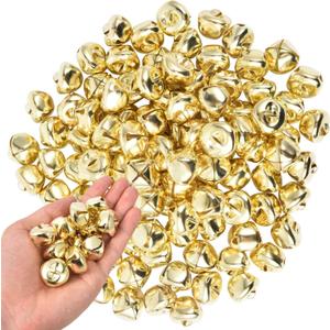 100 Pcs Jingle Bells Bulk, 1 Inch Craft Bells for DIY Christmas Home Decoration (Gold)