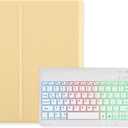 Disonbeir Backlit Keyboard Case for iPad mini 7 (A17 Pro 2024), iPad mini 6th Generation 2021 Case with Rainbow Backlight Detachable Keyboard Cute Candy Color,Yellow+White