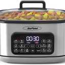 Sunvivi 12-in-1 Multi Cooker, 6.5QT Programmable Slow Cooker with Timer & Temp Control, Auto Warm Setting, Delay Start, Dishwasher Safe Lid & Removable Nonstick Crock, Stainless Steel Rack, Sliver