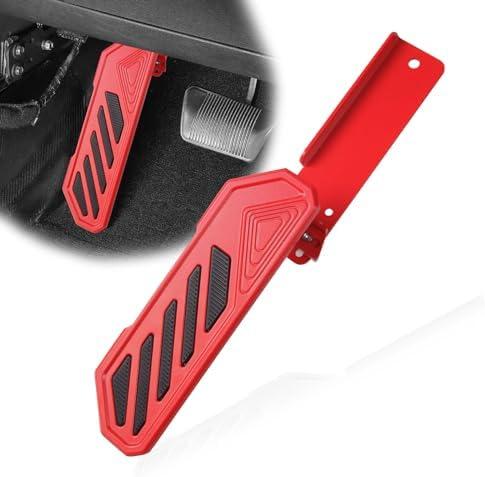 Phamyor Aluminum Anti-Slip Dead Pedal Driver Foot Rest Pad Fit for 2018-2024 Jeep Wrangler JL JLU 4XE & Jeep Gladiator JT, Adjustable Left Side Kick Panel, Red