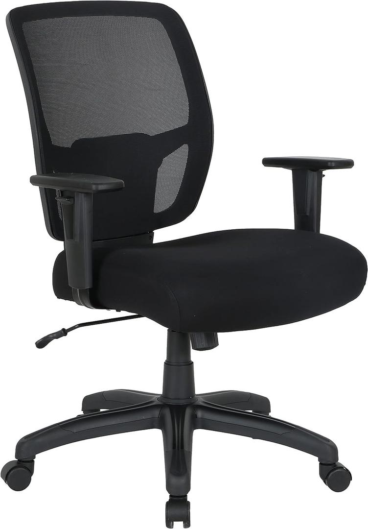 Amazon Basics Big and Tall Mesh Office Chair with Adjustable Arms and Lumbar Support, 400lbs Capacity, Black