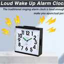 Tinload 4.7" Loud Bell Alarm Clock for Heavy Sleepers Adults, Silent No Ticking, Snooze, Lighted on Demand, Battery Operated Alarm Clocks for Bedrooms, Black
