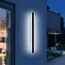 57inch Modern Long Outdoor Wall Lights, 3000K-6000K Dimmable Linear Wall Sconce, IP65 Waterproof, Black Exterior Lighting Fixture for House, Patio, Garden, Yard, House with Remote Control