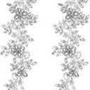 MECCANIXITY 2Pack Rhinestone Applique Patches, 13 x 4 Inches Silver Lace Embroidery Patches Sew on Rhinestone Beaded Sequins for Sewing Making Dresses Wedding Banquet Evening Gown Decoration
