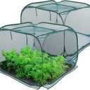 ANC POP 2 Pack Pop Up Mesh Plant Cover,40'' x 40'' x 30'' Plant Protector for Raised Garden & Flower Bed, Net Cage Plant Guard for Fruits, Vegetables, Seedlings and Herbs, 8 Ground Stakes for Fixing