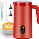 Milk Frother, 4-in-1 Electric Milk Steamer and Frother, 13.5oz/400ml Automatic Large Capacity Warm and Cold Foam Maker, Milk Warmer and Coffee Frother for Latte, Cappuccino, Macchiato(Red)