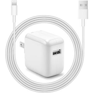 iPad Charger iPhone Fast Charger 12W USB Wall Charger Foldable Portable Travel Plug with USB Charging Modem Cables Compatible with iPhone, iPad, iPad mini, iPad Air 1/2/3, Airpod