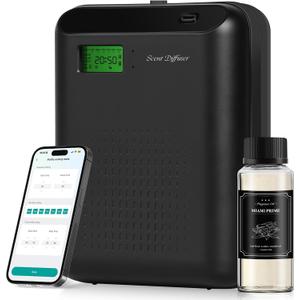 Scent Air Machine Starter Kit Waterless Diffuser for Home & Commercial Use, Hotel Scent Diffuser Includes 100ml Essential Oil, WiFi/Bluetooth Control, 2000 sq.ft Coverage, Wall-Mount & Desktop, Black