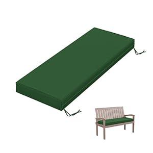 Tounosnt Outdoor Bench Cushion 48 X 18 X 3.5 Inch Thick Waterproof Patio Furniture Cushions, Patio Porch Swing Replacement Seat Pad with Tie Straps and Anti-Slip, for Backyard Garden, Green