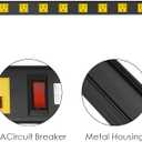 Long Metal 16 Outlet Wide Spaced Power Strip, Yellow, 6 FT Cord
