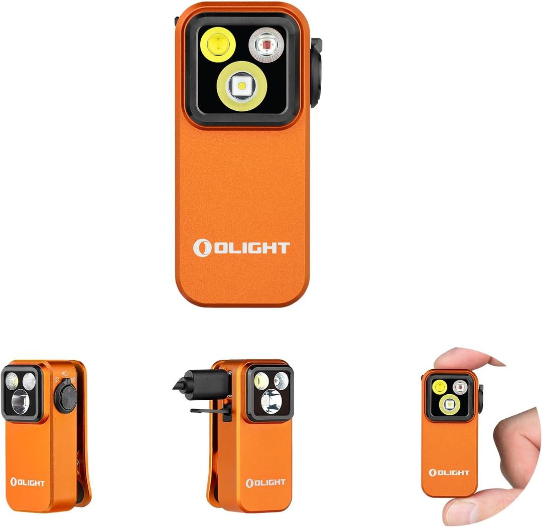 OLIGHT Oclip Pro EDC Flashlight Clip-on Light, Rechargeable 500 Lumens with Three Lighting Solutions Type-C Charging, Magnetic Flash Lights for Signaling, Cycling, Outdoor or Indoor Use (Orange)