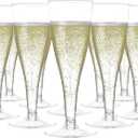 Prestee 100 Pack Clear Plastic Champagne Flutes - 4.5 oz Durable Disposable Champagne Glasses for Parties, Weddings, Toasting and Large Celebrations - Elegant Wine Glasses Stemware for Easy Cleanup