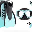Cressi Traveler Set - Adult Snorkel Set Wide View Mask, Dry Top Snorkel and Fins - Comfortable and Light - Designed in Italy