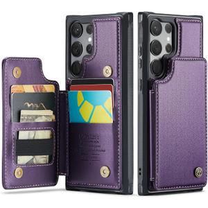 Vinich for Samsung Galaxy S23 Ultra Wallet Case with Card Holder, RFID Blocking Credit Slots Kickstand Shockproof Phone Cover for Women Men, Purple