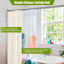 Creatyi 28 to 75 Inches Double Shower Curtain Rod Adjustable Double Shower Curtain Rods for Bathroom (28 to 75'', Silver)