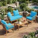 LAGRATY Outdoor Chair Cushions for Patio Furniture24" x 24" Deep Seat Cushions with Backrest for Couch Sofa Chair - Waterproof Fade-Resistant Patio Cushion (Set of 2,Bright Blue)