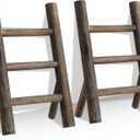 2 Pcs Wooden Tea Towel Ladder Rustic Hand Towel Stand Rack Mini Countertop Towel Stand Farmhouse Wood Counter Towel Holder for Bathroom Country Kitchen Office (Wood Color)