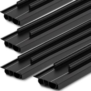 Pushglossy 4 Pcs Kerf Style Door Bottom Seal 36" Black Draft Stopper | 1-3/4" Wide Threshold Seal with Vinyl Fins, Weatherstrip, for Interior Exterior, Adaptable to Doors with Pre-drilled Grooves