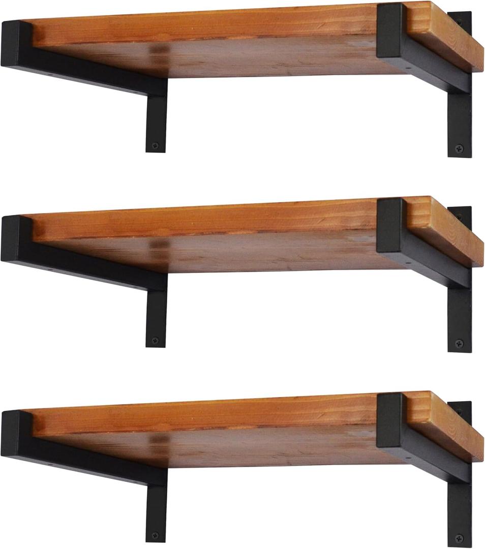 EZYDECOR 6 Pcs Heavy Duty Shelf Brackets 13 Inch Wall Mounted Industrial Metal Shelving Supports with Lip (Black)