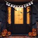 Preboun 7ft Pumpkin Ghost Garlands with Wooden Beads Farmhouse Rustic Pumpkin Banner Hanging Ornaments for Thanksgiving Day Fall Halloween Wall House Yard Outdoor Decor Supplies