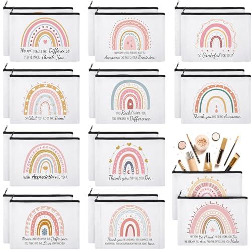 Ganeen 24 Pcs Inspirational Cosmetic Bags for Women Small Makeup Bag Makeup Pouch with Zipper Motivational Quotes for Women Coin Purse Girlfriends Coworkers Friends Gift(Inspirational)