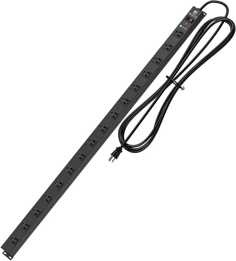 16 Outlet Surge Protector Metal Power Strip, 1800J Mountable Power Outlet, Heavy Duty Workshop Metal Power Strip for Commercial, Industrial, School and Home,15A 125V 1875W (6FT)