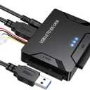 USB 3.0 to IDE SATA Adapter Hard Drive Reader, Type C USB to External Hard Drive Disk HDD Converter Kit for Universal 2.5/3.5 HDD SSD with Power Supply