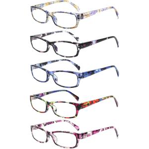 VIDEBLA 5 Pack Computer Reading Glasses Men and Women Anti Eyestrain Blue Light Blocking Glasses for Reading (5 Mix-2, 1.75)