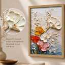 Framed 3d Relief Floral Wall Art Canvas Poster Prints 16x24 In 2p Be Hung