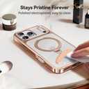 CASEKOO Rose Gold Glossy Designed for iPhone 17 Pro Case with 360 Spin Magnetic Stand [Fit for MagSafe][17FT Military Protection] Slim Polished Frame Titanium Alloy Sturdy Stand 6.3'', Rose Gold