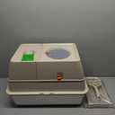 Enclosed Stainless Steel Cat Litter Box with Lid, Large High Sides Metal Litter Box, Metal Covered Litter Pan with Scoop, Metal Litter Pan Tray, Anti Urine Leakage, Easy Cleaning (Khaki)