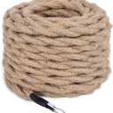 32.8feet Twisted Hemp Rope UL Listed 18/2 Cloth Natural Fabric Electrical Cord for Pendant Light Kits & Industrial Retro DIY Projects (Hemp Rope Electrical Cord)