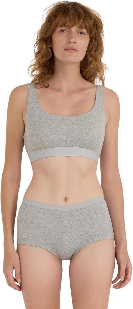 Organic Basics Women's Core Ribbed Cotton Tank Top Bralette (Gray, S)