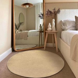 Jute Round Rug 2.6ft Circle Area Rug Indoor Outdoor Living Room Patio Kitchen Rug Boho Natural Color Bedroom Carpet Farmhouse Woven Design Decorative Floor Rug