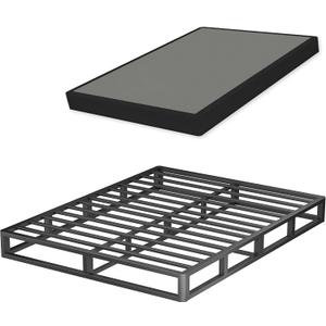 VIPSHOW 7 Inch Queen Metal Box Spring with Round Corners - 3000 lbs Capacity, High Profile Heavy Duty Mattress Foundation with Steel Slats, Noise-Free, Easy Assemble, Black