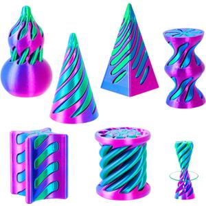 6 Pack Spiral Cone Fidget Toys - Impossible Cone 3D Printed Impossible Pyramid Pass Through 3D Printed Toy Mini Sensory Toy for Stress Relief Anxiety, Desktop Decoration Gifts for Adults Teens Kids (Blue+purple)