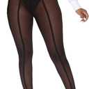 Women's Tie Dye Mesh Legging - High Waist Sheer Pantihose Long Pants Stretchy Tights Clubwear Closed Toe (Small, Legging With Panties(ankle Length))