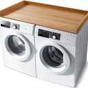 Washer Dryer Countertop with Non-Slip Pad, Wood Washer and Dryer Countertop with Edge Rails for Laundry Room Organization and Storage, 54" L x 27.5" W(Dark Woodcolor)