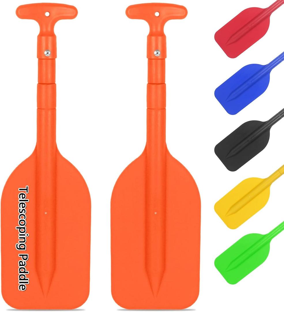 DEDU Boat Paddle Telescoping 2 Pack, Boat Oars Collapsible Emergency Paddle 21"-43" Adjustable, Telescoping Canoe Paddle Aluminum Shaft Anti Slip for Kids and Adults