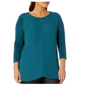 Lysse Caton Top Size XL Women's Blouse Keyhole Neck 23-2246-M3 Peacock Teal Flowy, XL